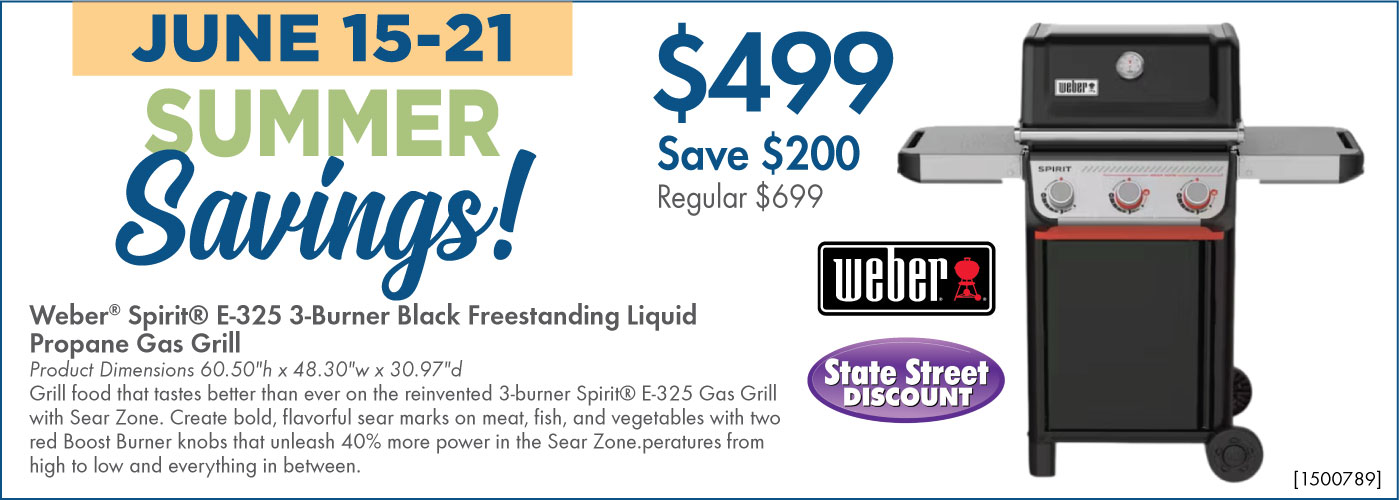 Weber® Spirit® E-325 3-Burner Black Freestanding Liquid Propane Gas Grill